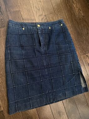 Ralph Lauren Dark Blue Paneled Denim Skirt - Women